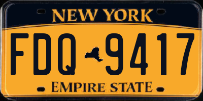 NY license plate FDQ9417