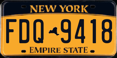NY license plate FDQ9418