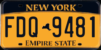 NY license plate FDQ9481