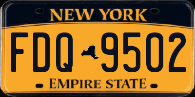 NY license plate FDQ9502