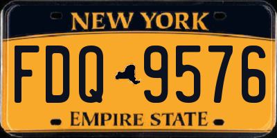 NY license plate FDQ9576