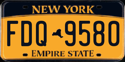 NY license plate FDQ9580