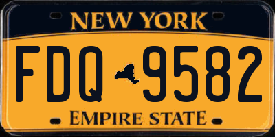 NY license plate FDQ9582