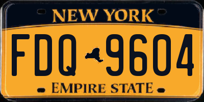NY license plate FDQ9604