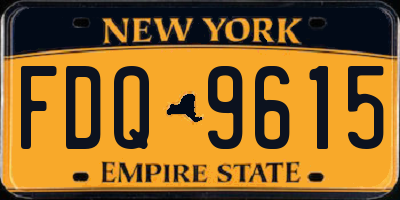 NY license plate FDQ9615
