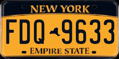 NY license plate FDQ9633