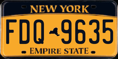 NY license plate FDQ9635