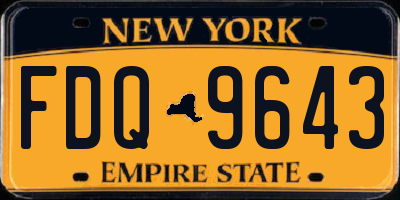 NY license plate FDQ9643