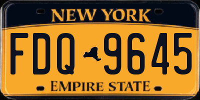 NY license plate FDQ9645