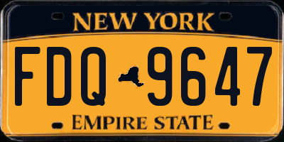 NY license plate FDQ9647
