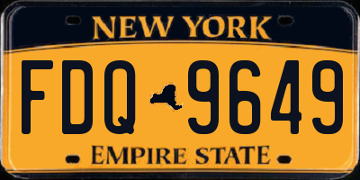 NY license plate FDQ9649