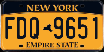 NY license plate FDQ9651