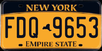 NY license plate FDQ9653