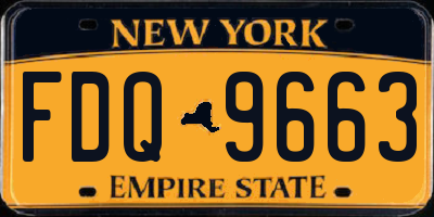 NY license plate FDQ9663