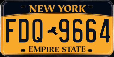NY license plate FDQ9664