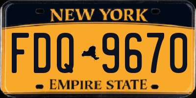 NY license plate FDQ9670