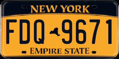 NY license plate FDQ9671