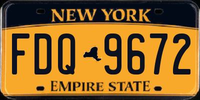 NY license plate FDQ9672