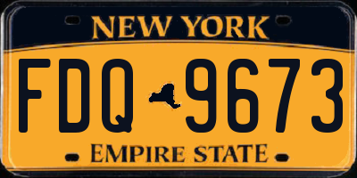 NY license plate FDQ9673