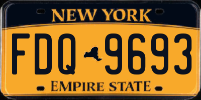 NY license plate FDQ9693
