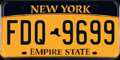 NY license plate FDQ9699