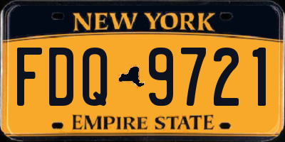 NY license plate FDQ9721