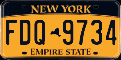 NY license plate FDQ9734