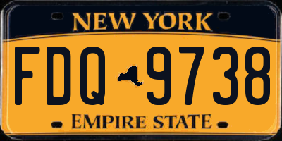NY license plate FDQ9738
