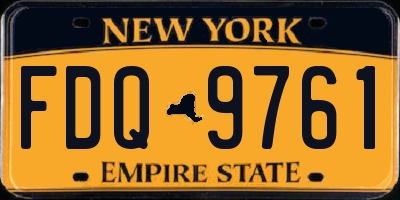 NY license plate FDQ9761