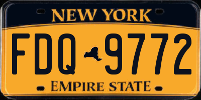 NY license plate FDQ9772