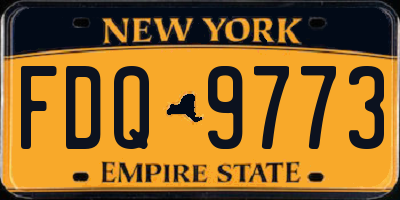 NY license plate FDQ9773