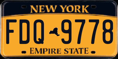 NY license plate FDQ9778