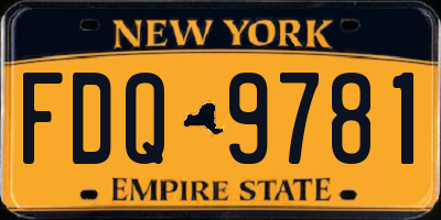 NY license plate FDQ9781
