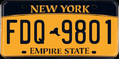 NY license plate FDQ9801
