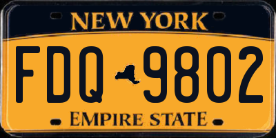 NY license plate FDQ9802