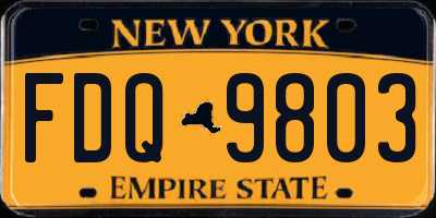 NY license plate FDQ9803