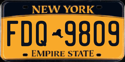 NY license plate FDQ9809