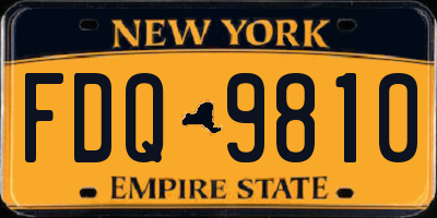 NY license plate FDQ9810