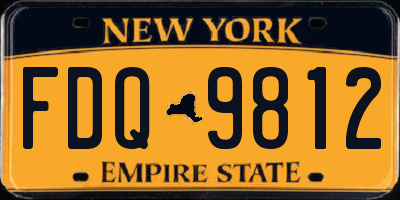 NY license plate FDQ9812
