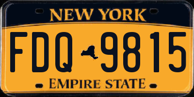 NY license plate FDQ9815