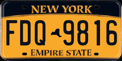 NY license plate FDQ9816