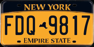 NY license plate FDQ9817