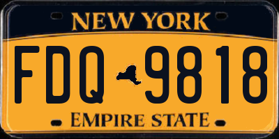 NY license plate FDQ9818