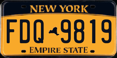 NY license plate FDQ9819