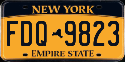 NY license plate FDQ9823