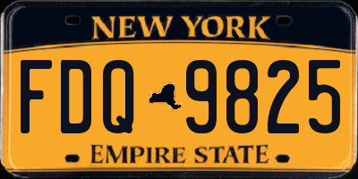 NY license plate FDQ9825