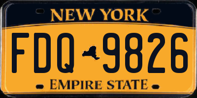 NY license plate FDQ9826