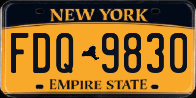 NY license plate FDQ9830