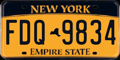 NY license plate FDQ9834