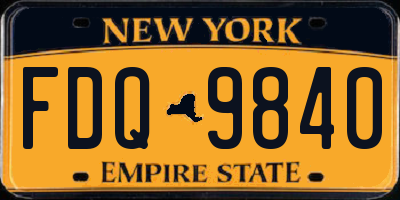 NY license plate FDQ9840